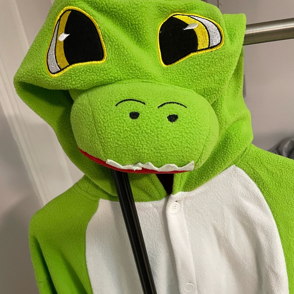 Green dragon costume with hood and tail. Large